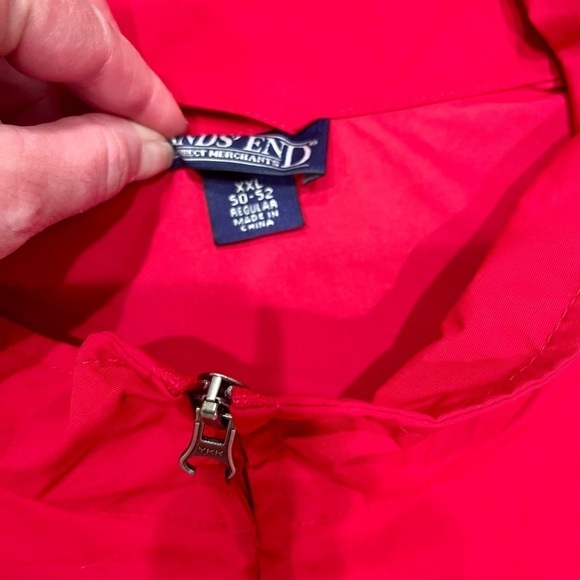 Lands’ End Mens XXL Lightweight Full Zip Windbreaker Rain Jacket Pockets Red - Picture 2 of 10